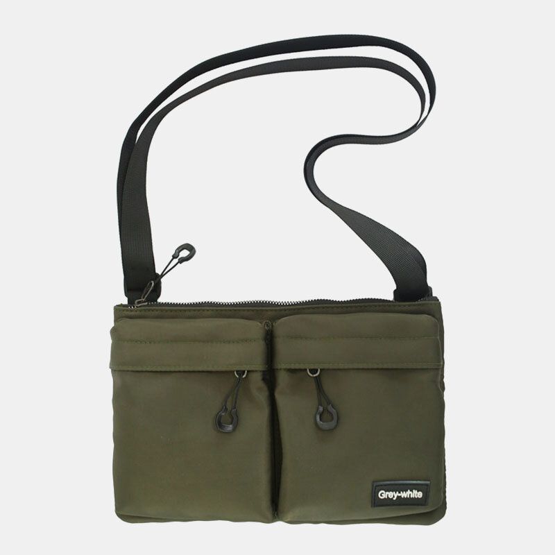 Unisex Doppelte Fronttasche Mit Reißverschluss Crossbody-taschen Nylon Casual Einfache Verschleißfeste Umhängetasche