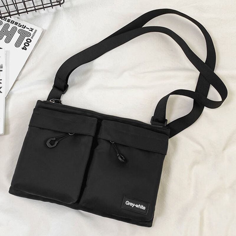 Unisex Doppelte Fronttasche Mit Reißverschluss Crossbody-taschen Nylon Casual Einfache Verschleißfeste Umhängetasche