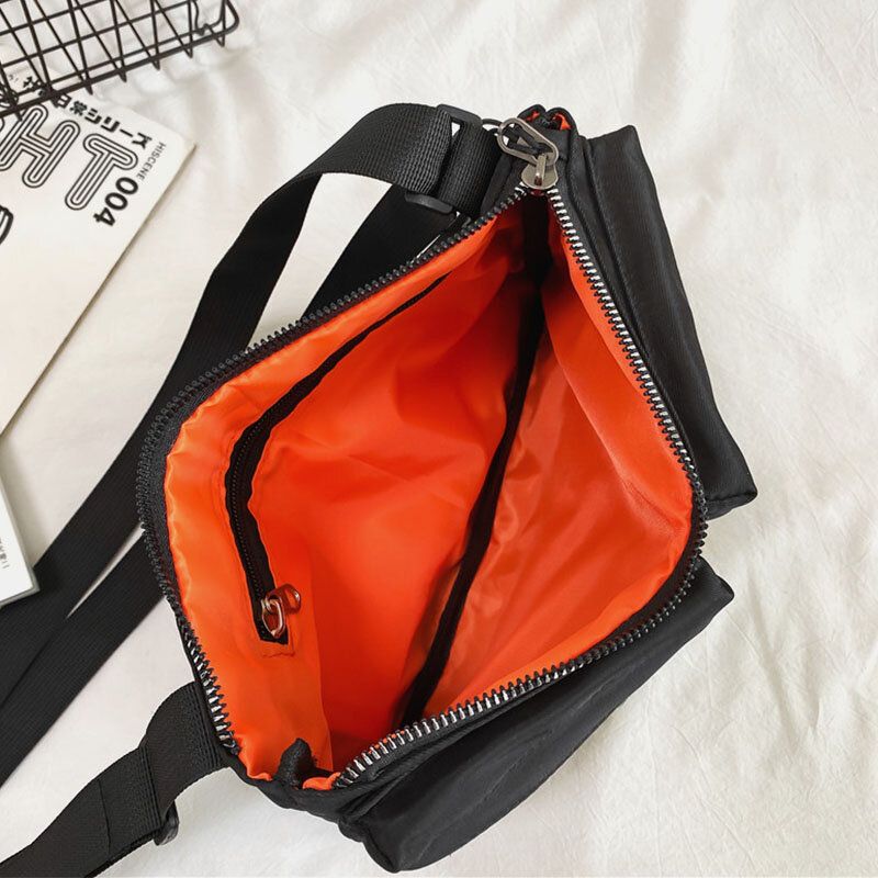 Unisex Doppelte Fronttasche Mit Reißverschluss Crossbody-taschen Nylon Casual Einfache Verschleißfeste Umhängetasche