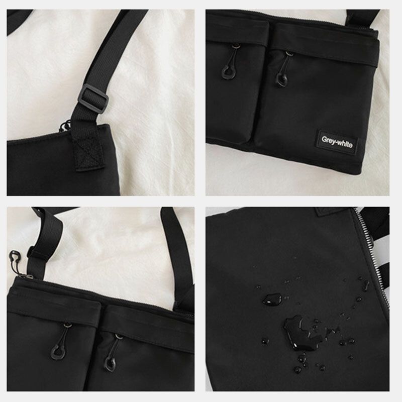 Unisex Doppelte Fronttasche Mit Reißverschluss Crossbody-taschen Nylon Casual Einfache Verschleißfeste Umhängetasche