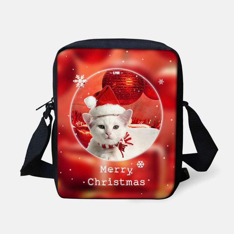 Unisex Kind Weihnachten Süßer Hund Katze Tierdruck Kleine Umhängetasche Handtasche