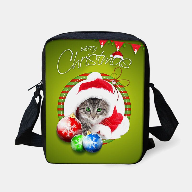 Unisex Kind Weihnachten Süßer Hund Katze Tierdruck Kleine Umhängetasche Handtasche