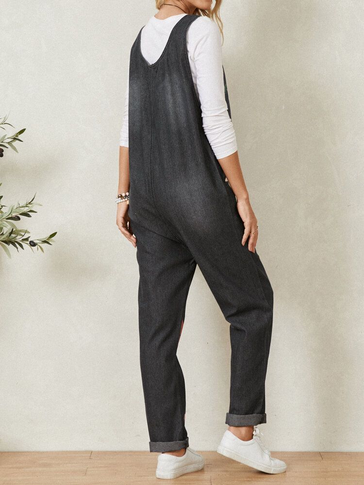 Böhmen Bunter Calico Print Pocket Casual Jumpsuit Für Frauen