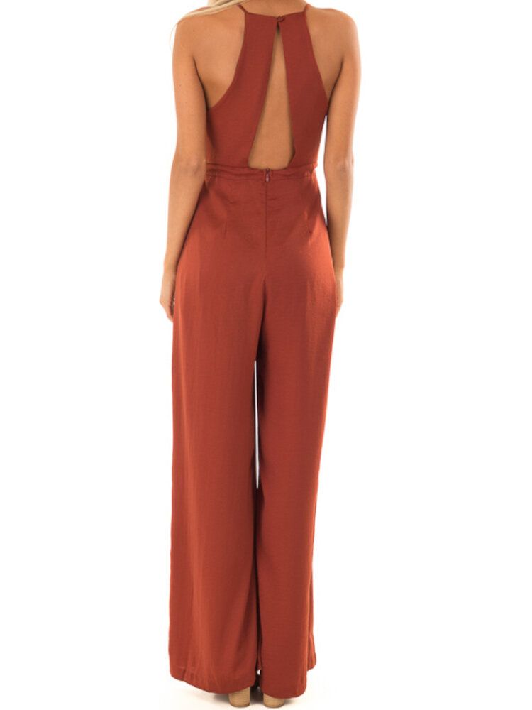 Camisole Mit V-ausschnitt Solide Elegante Overalls