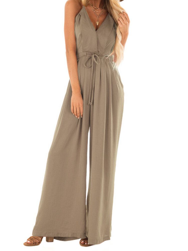 Camisole Mit V-ausschnitt Solide Elegante Overalls