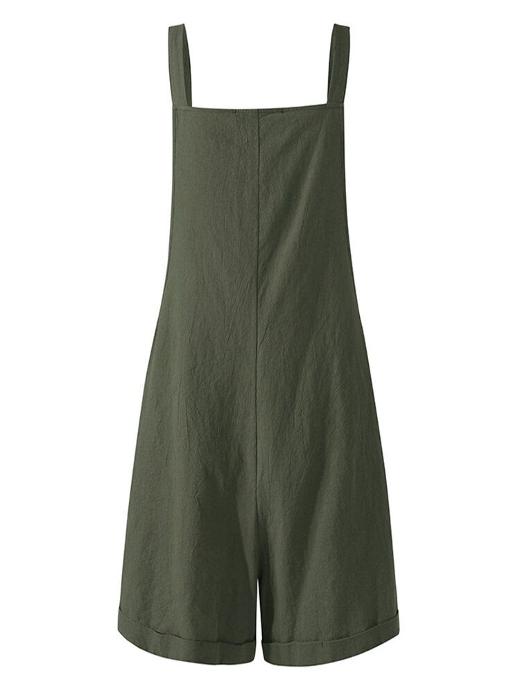 Damen-baumwollreine Farbe Verstellbare Träger Lässige Overalls Mit Tasche