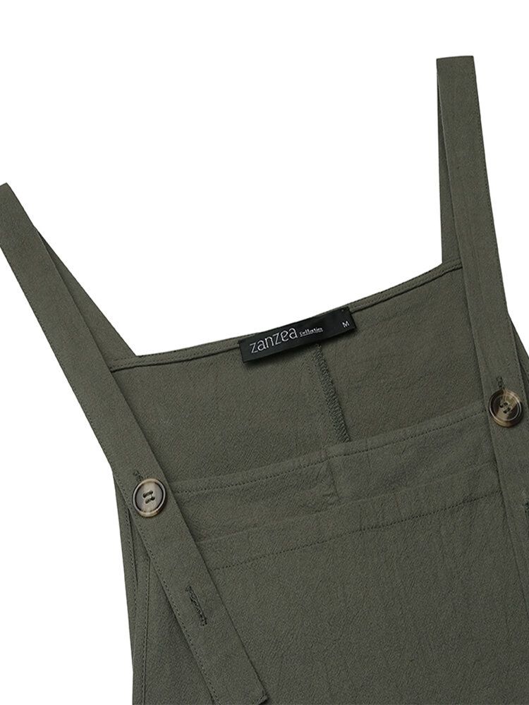 Damen-baumwollreine Farbe Verstellbare Träger Lässige Overalls Mit Tasche