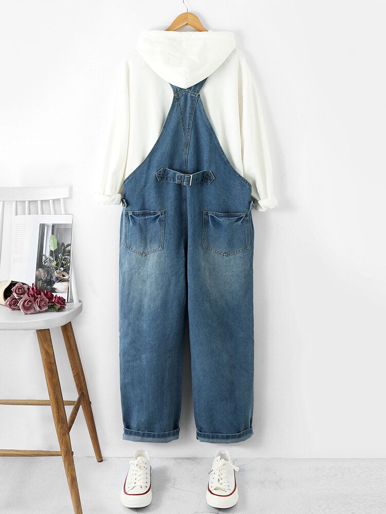 Damen-denim Mit Fester Knopftasche Lässig Hohe Taille Kurzer Overall