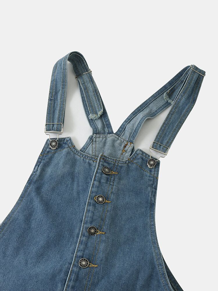 Damen-denim Mit Fester Knopftasche Lässig Hohe Taille Kurzer Overall