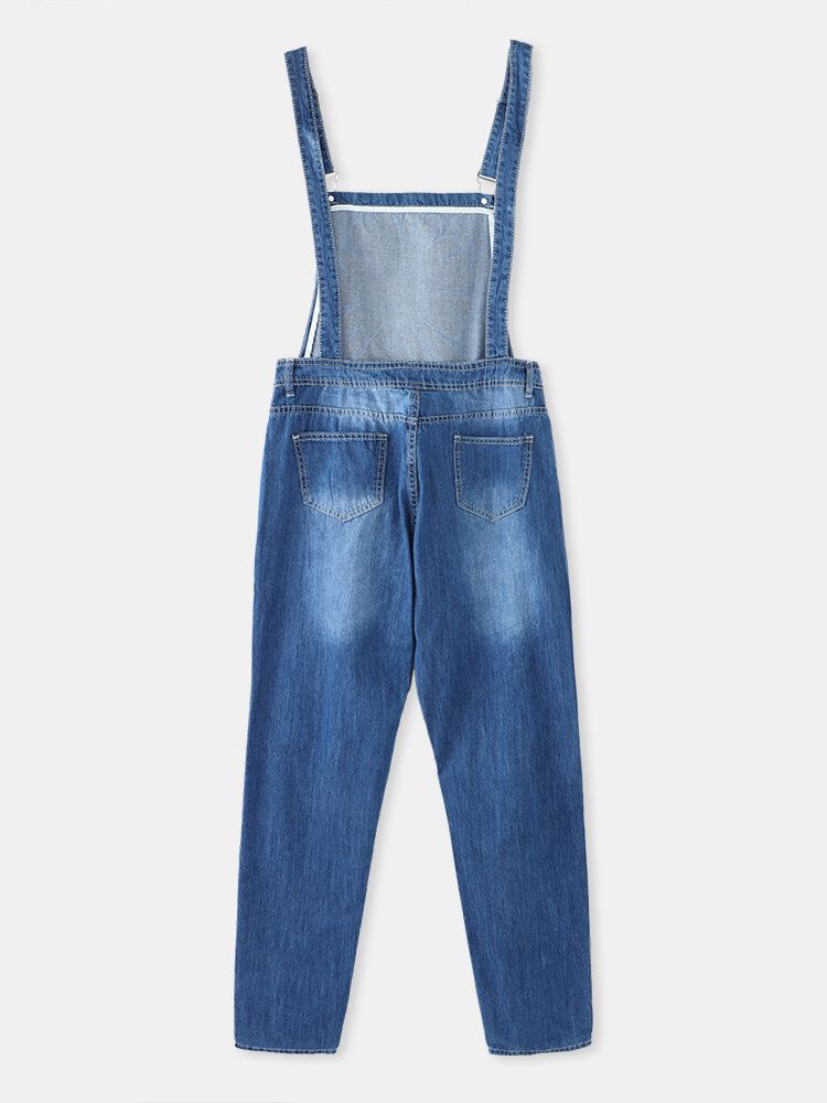 Frauen Gänseblümchen-muster-druckriemen Zerrissener Beiläufiger Stilvoller Denim-overall