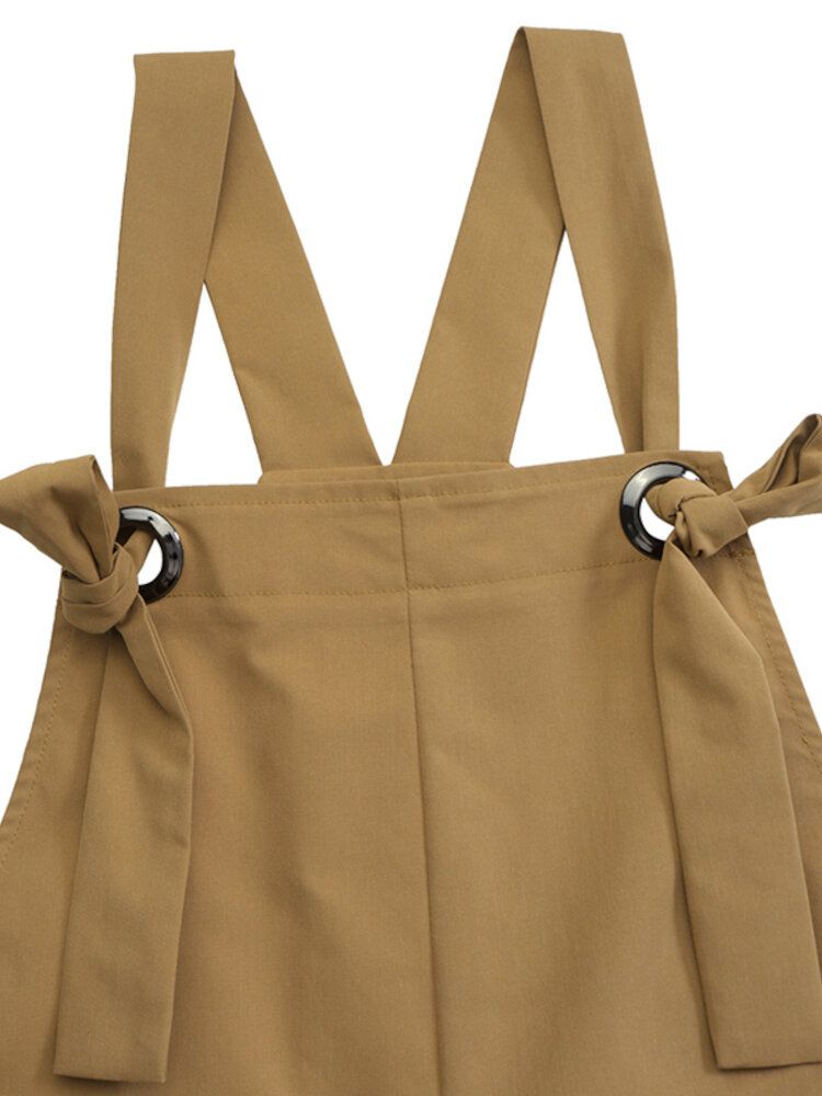 Frauen-weinlese-bügel-normallack-beiläufiger Elastischer Taillen-overall Mit Tasche