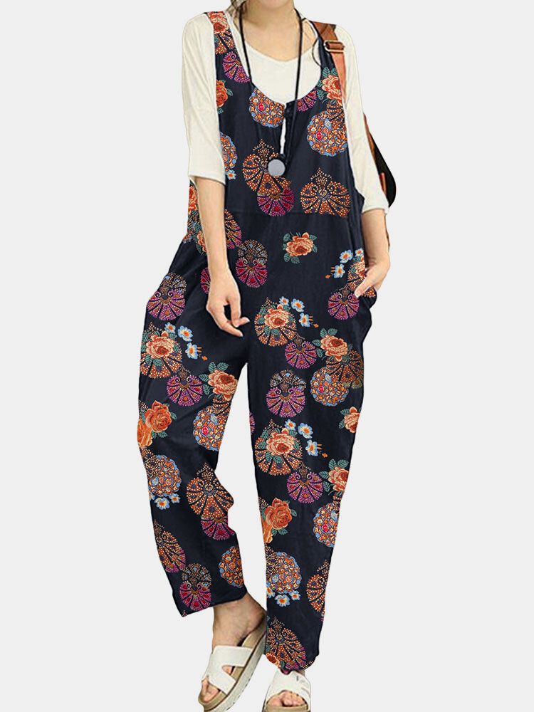 Jumpsuit Mit Weitem Bein Und Tribal Flower Print Für Damen