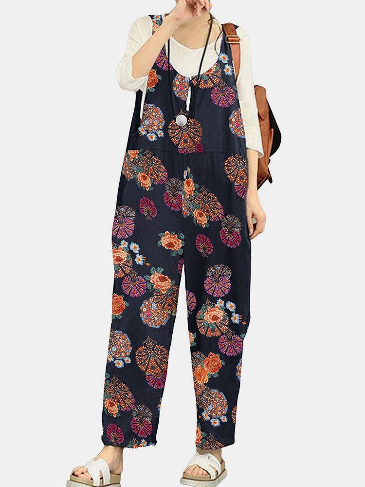 Jumpsuit Mit Weitem Bein Und Tribal Flower Print Für Damen