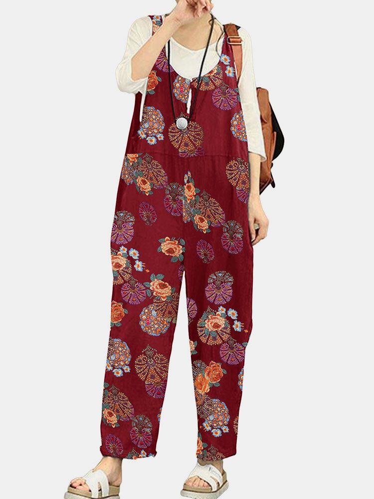 Jumpsuit Mit Weitem Bein Und Tribal Flower Print Für Damen