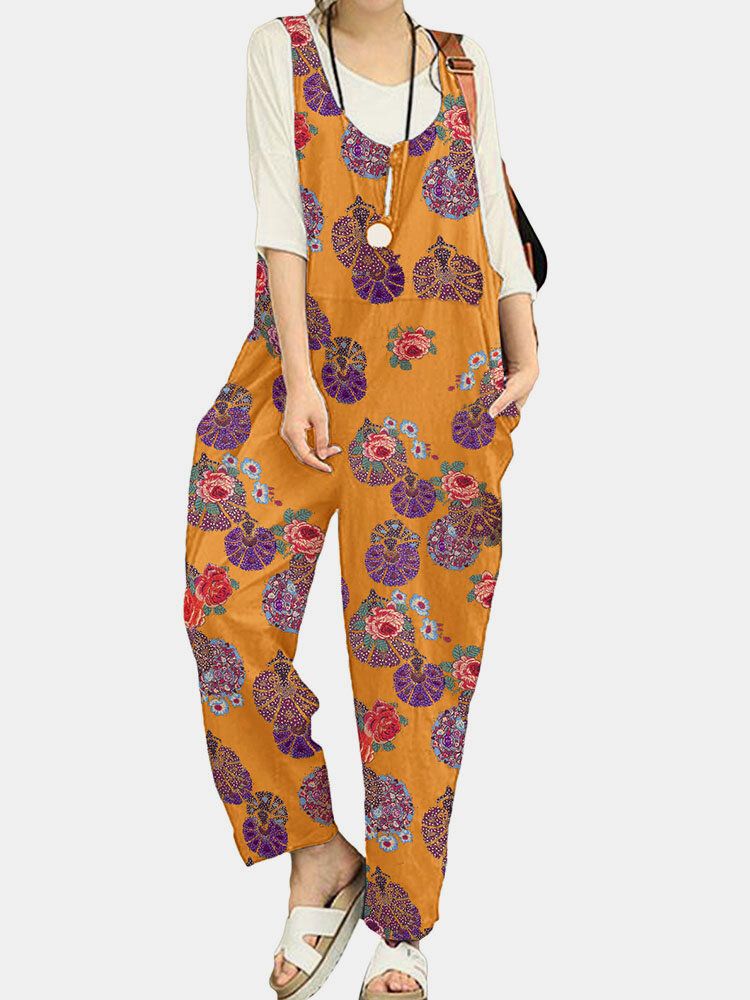 Jumpsuit Mit Weitem Bein Und Tribal Flower Print Für Damen