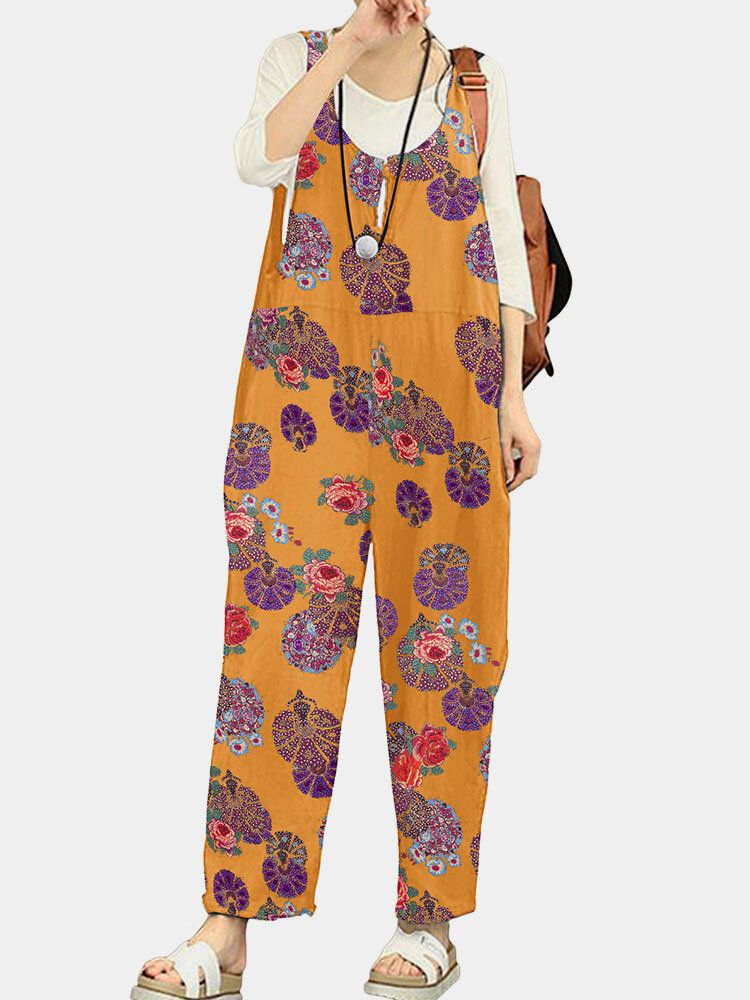 Jumpsuit Mit Weitem Bein Und Tribal Flower Print Für Damen