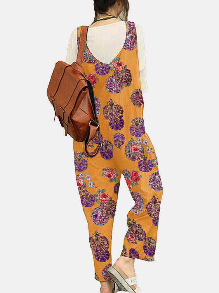 Jumpsuit Mit Weitem Bein Und Tribal Flower Print Für Damen