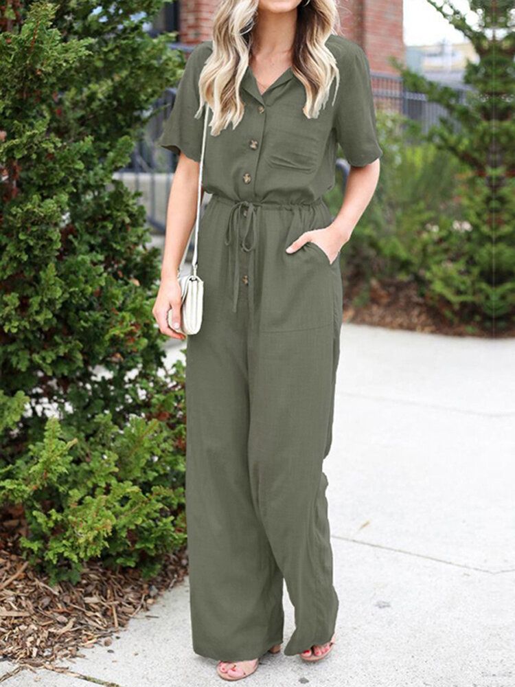 Kurzarm-overalls Im Cargo-stil Mit Knopfleiste Und Tasche