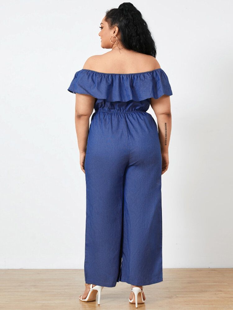 Lässige Feste Knöchellange Jumpsuits Mit Falten Für Damen