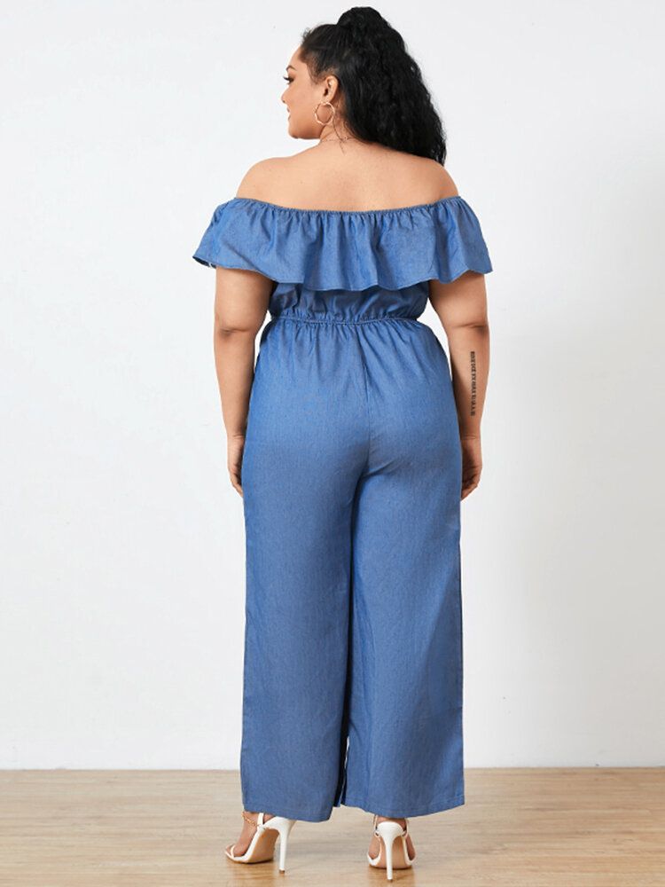 Lässige Feste Knöchellange Jumpsuits Mit Falten Für Damen