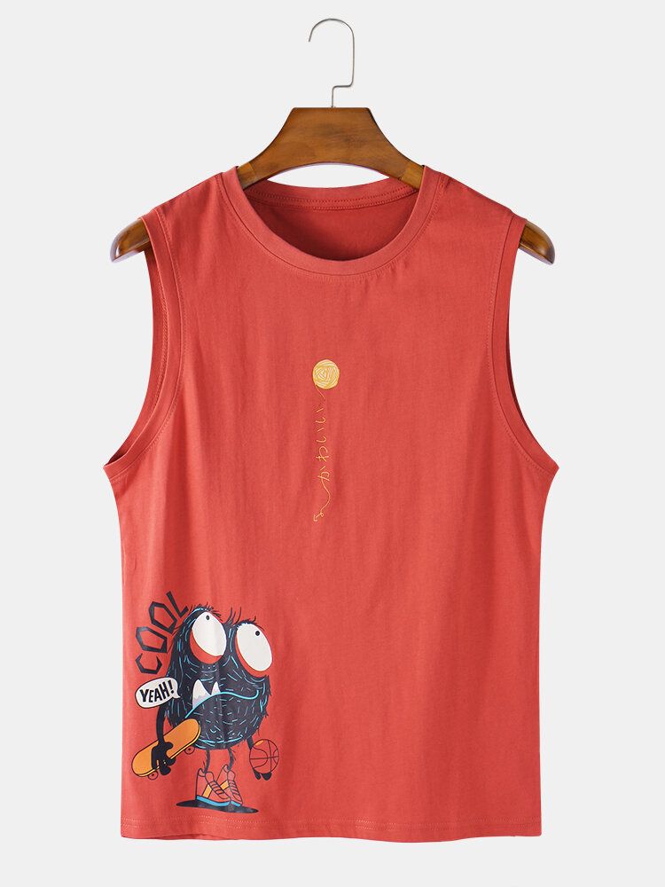 Ärmellose Freizeit-tanktops Aus Baumwolle Mit Cartoon-print