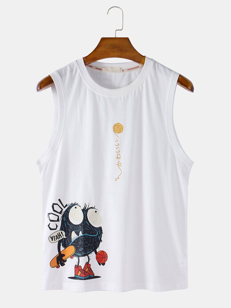 Ärmellose Freizeit-tanktops Aus Baumwolle Mit Cartoon-print