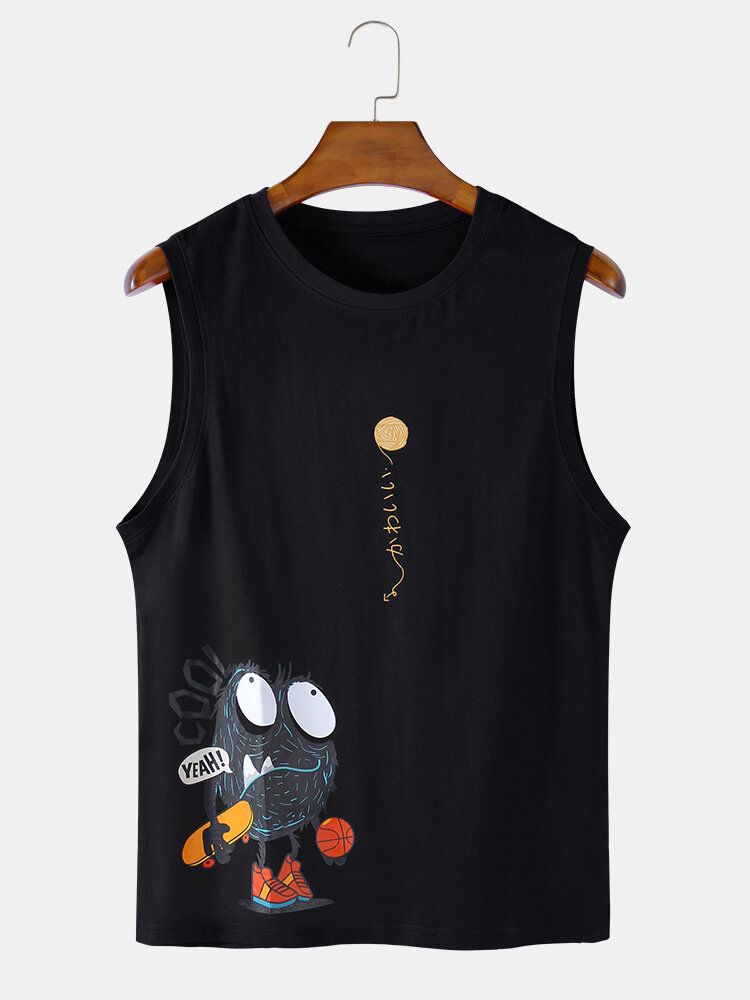 Ärmellose Freizeit-tanktops Aus Baumwolle Mit Cartoon-print