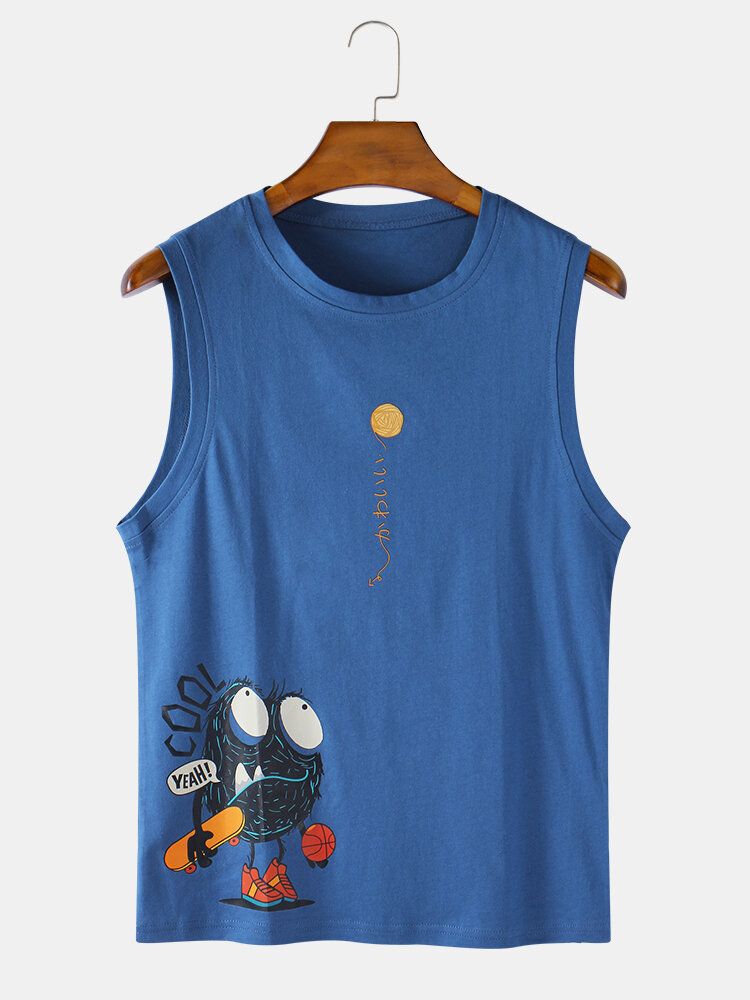 Ärmellose Freizeit-tanktops Aus Baumwolle Mit Cartoon-print