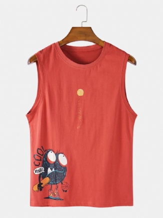 Ärmellose Freizeit-tanktops Aus Baumwolle Mit Cartoon-print