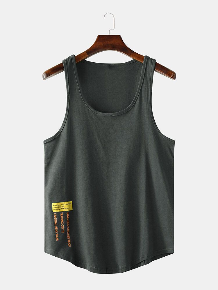 Ärmellose Tanktops Für Herren Einfarbig Mit Rundhalsausschnitt Lässig Mit Buchstabendruck