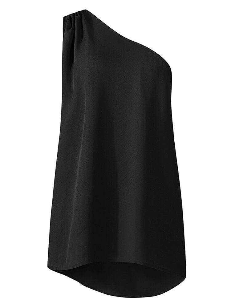 Ärmellose Trägerlose One-shoulder-lässige Feste Damen-tanktops