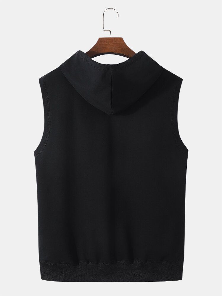 Ärmelloses Tanktop Mit Kapuze Und Kordelzug Und Kängurutasche