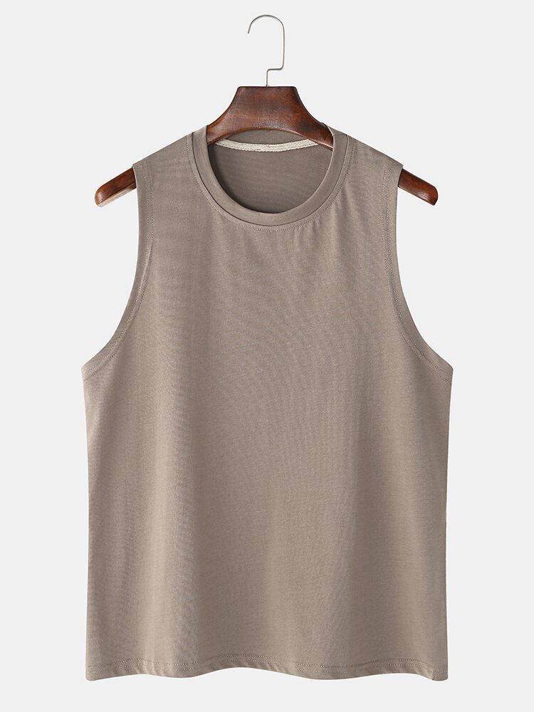 Atmungsaktive Einfarbige Lässige Ärmellose Tanktops Mit Rundhalsausschnitt