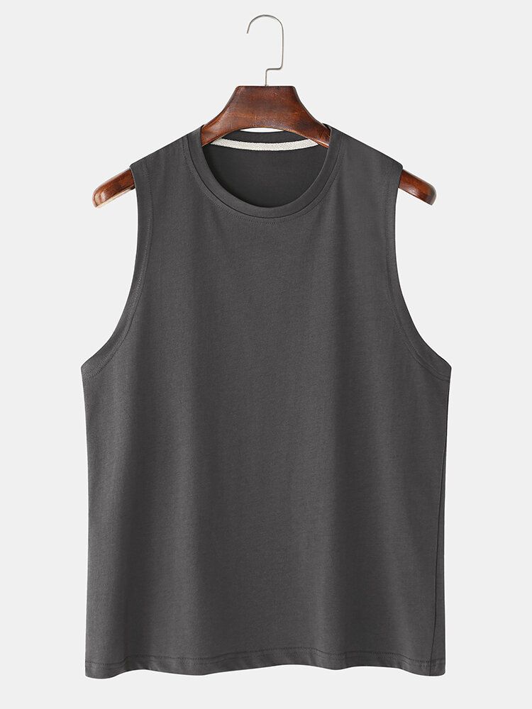 Atmungsaktive Einfarbige Lässige Ärmellose Tanktops Mit Rundhalsausschnitt