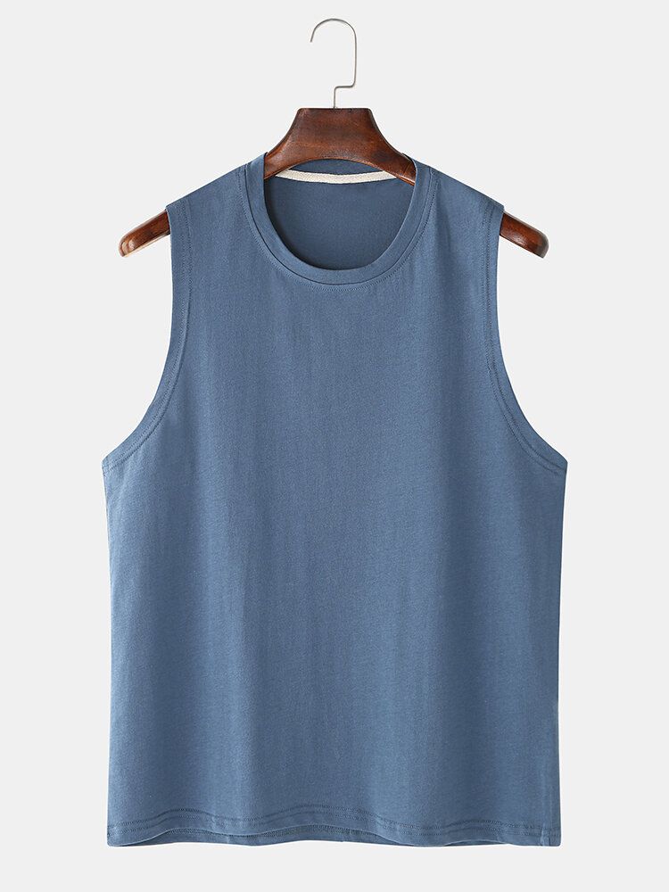 Atmungsaktive Einfarbige Lässige Ärmellose Tanktops Mit Rundhalsausschnitt