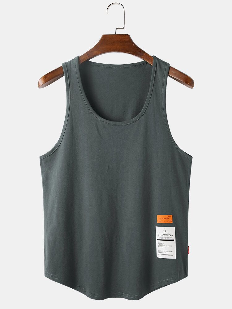 Atmungsaktive Lockere Freizeit-tanktops Aus Einfarbiger Baumwolle Für Herren