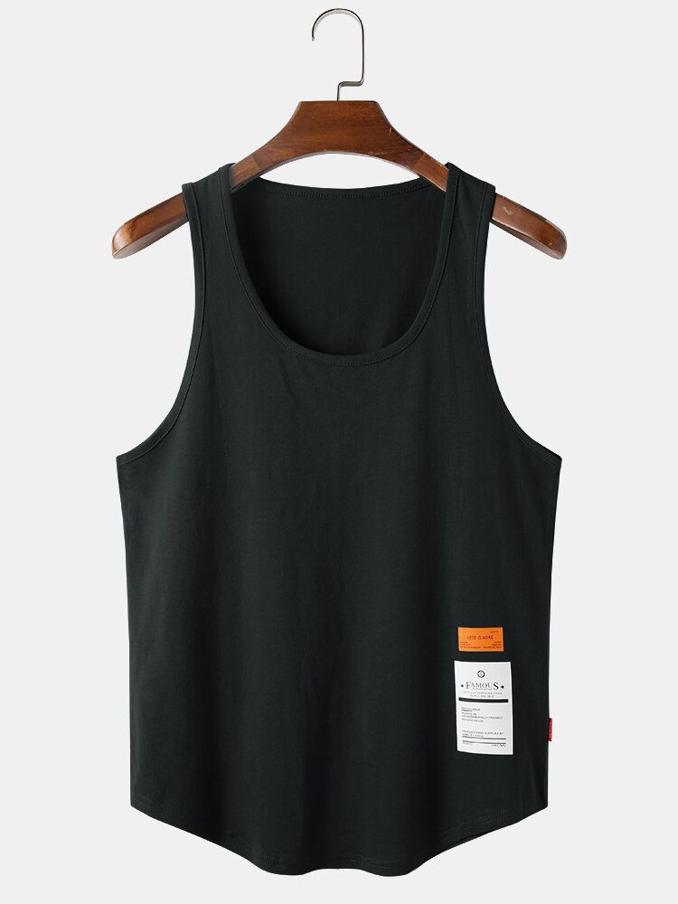 Atmungsaktive Lockere Freizeit-tanktops Aus Einfarbiger Baumwolle Für Herren