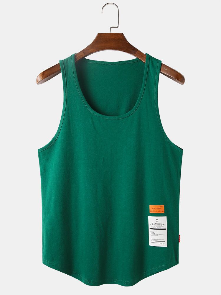 Atmungsaktive Lockere Freizeit-tanktops Aus Einfarbiger Baumwolle Für Herren