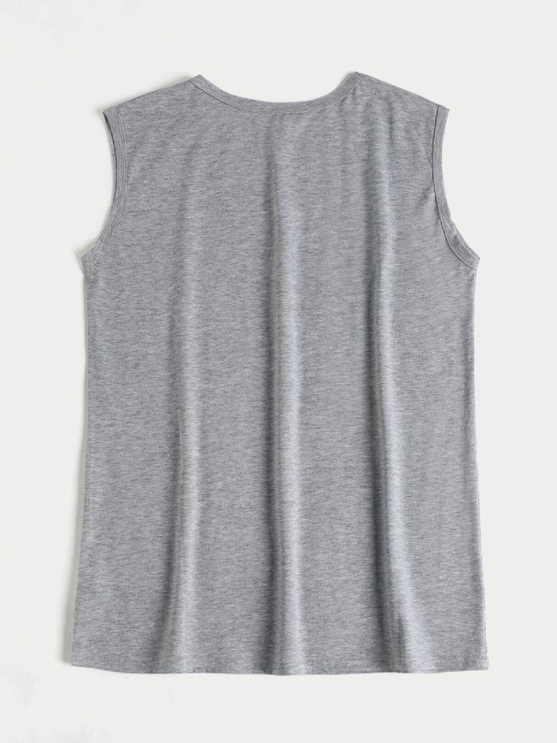 Graues Ärmelloses Basic Casual Tanktop Mit Rundhalsausschnitt Und Buchstabenmuster