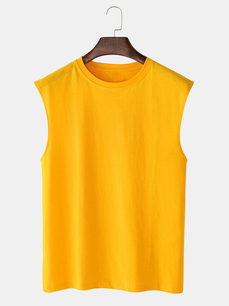 Lässige Tanktops Aus 100 % Baumwolle Für Herren Atmungsaktiv Einfarbig