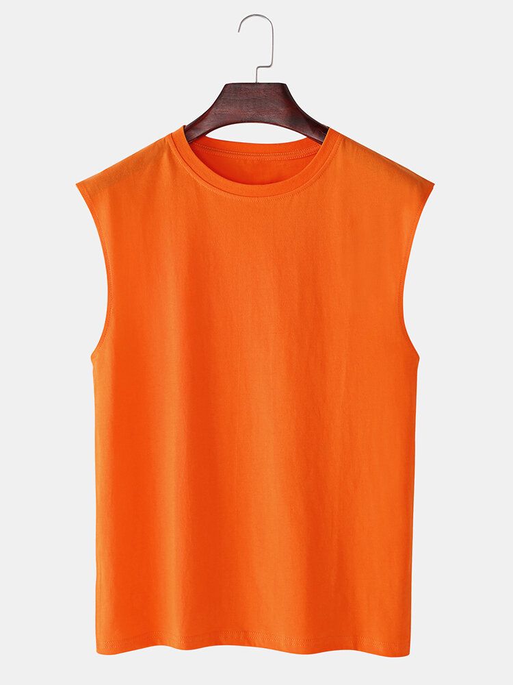 Lässige Tanktops Aus 100 % Baumwolle Für Herren Atmungsaktiv Einfarbig