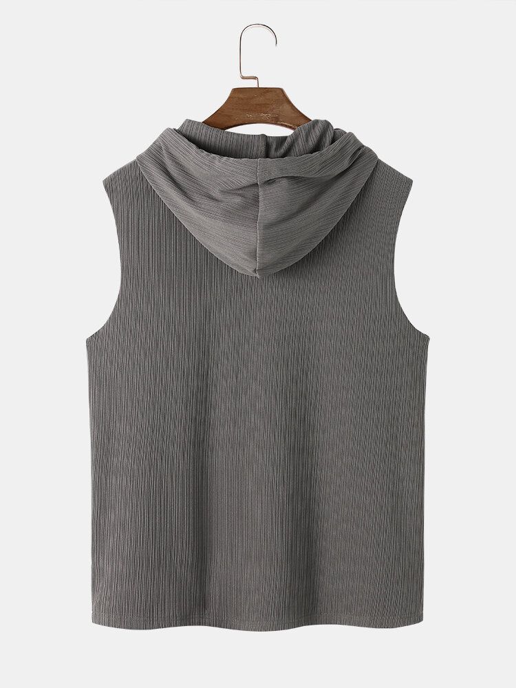 Lässiges Einfarbiges Geripptes Ärmelloses Tanktop Für Herren