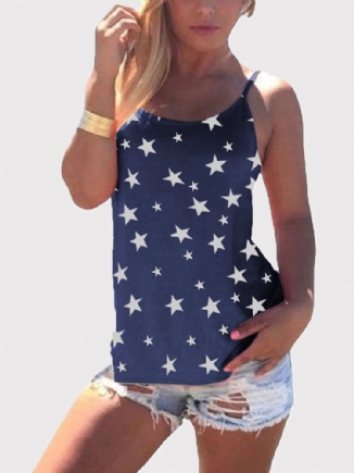 Star Print Back Cross Sleeveless Sling Casual Wild Tank Top