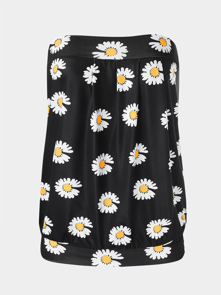 Trägerloses Ärmelloses Holiday Beach Tube Tanktop Mit Kleinem Gänseblümchen-print