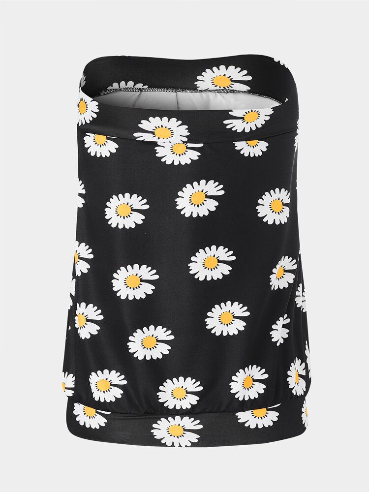 Trägerloses Ärmelloses Holiday Beach Tube Tanktop Mit Kleinem Gänseblümchen-print