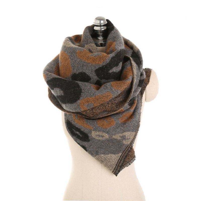 Damen 200*66cm Leopard Weicher Kunstkaschmir Schal Winter Warmer Langer Schal