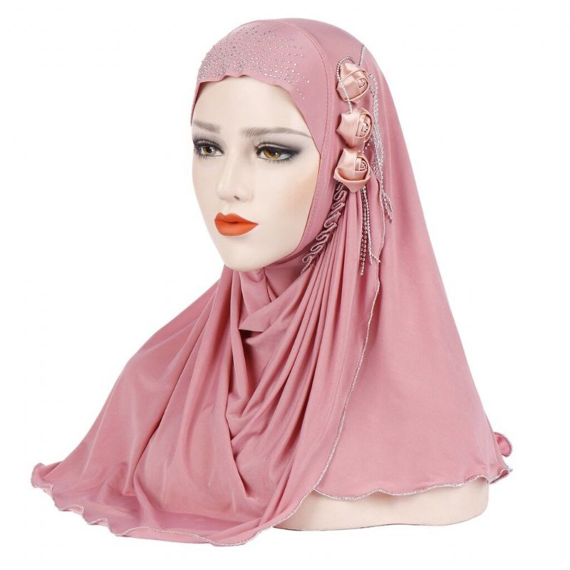 Frauen Neue Eis Seide Seite Drei Blume Quasten Arabischen Hut Arabischen Wickelschal Turban Hut