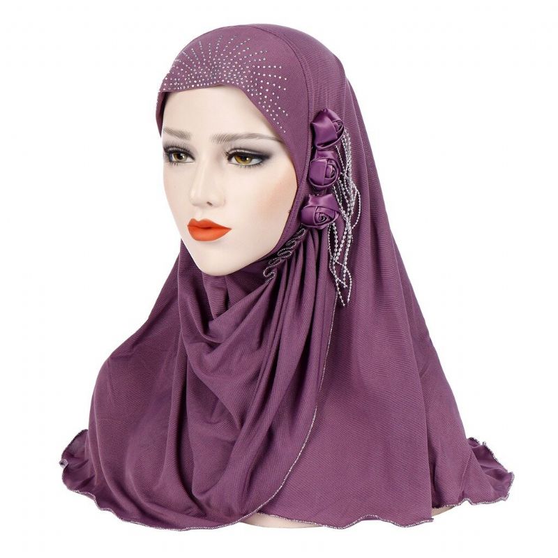 Frauen Neue Eis Seide Seite Drei Blume Quasten Arabischen Hut Arabischen Wickelschal Turban Hut