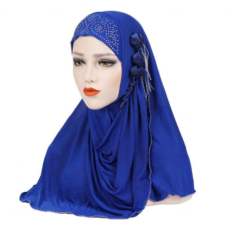 Frauen Neue Eis Seide Seite Drei Blume Quasten Arabischen Hut Arabischen Wickelschal Turban Hut