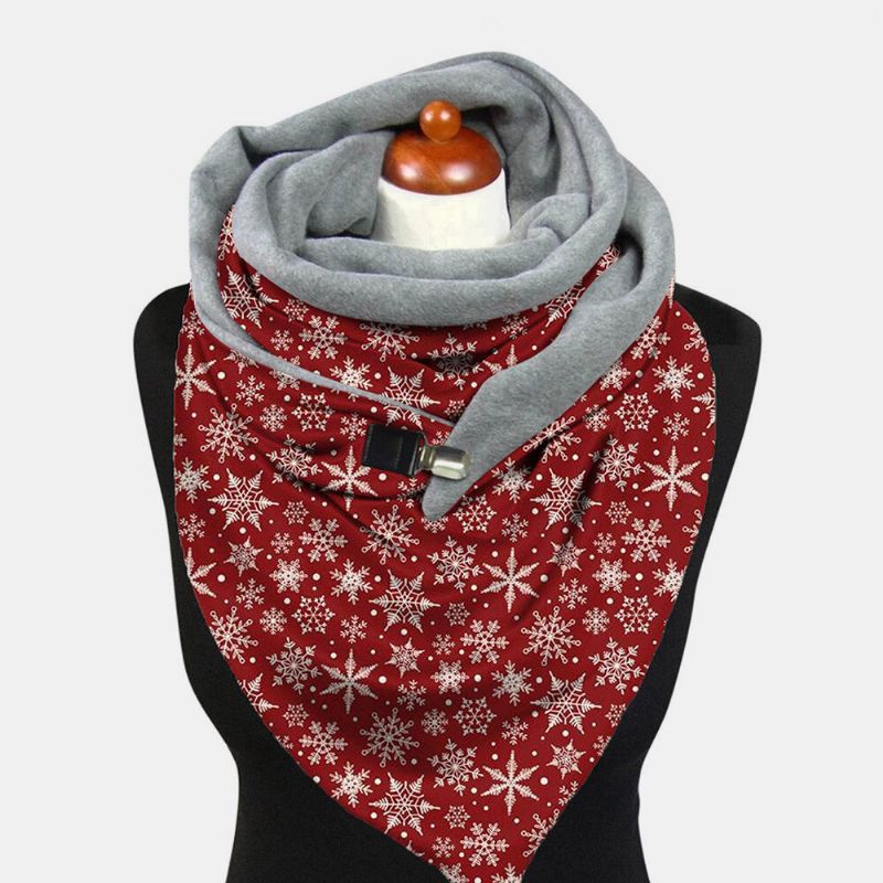 Leichter Eleganter Festlicher Weihnachts-schneeflockenmuster-druck Verdickter Warmer Schal Für Damen